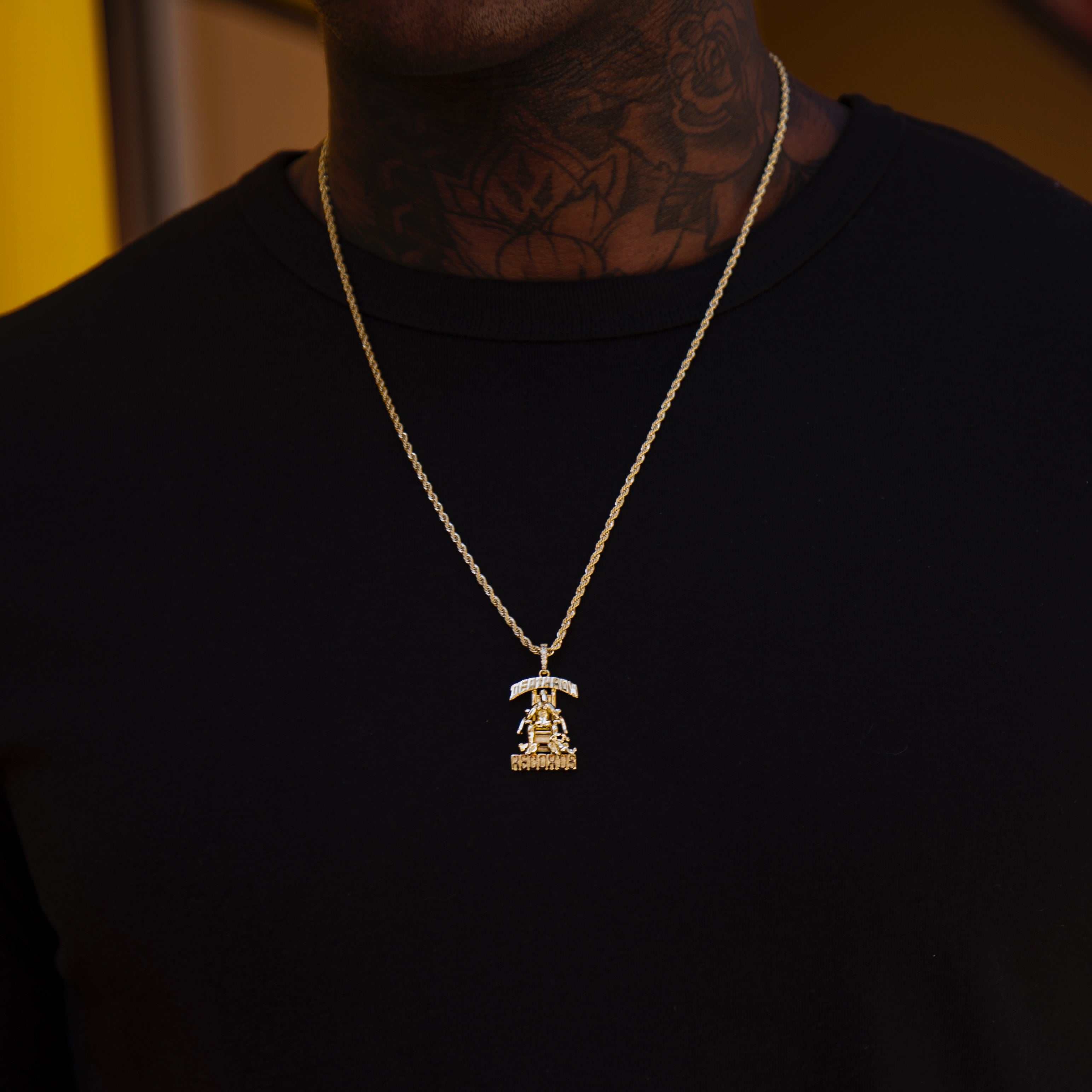 Solid Gold Micro Death Row Pendant-Si Diamonds