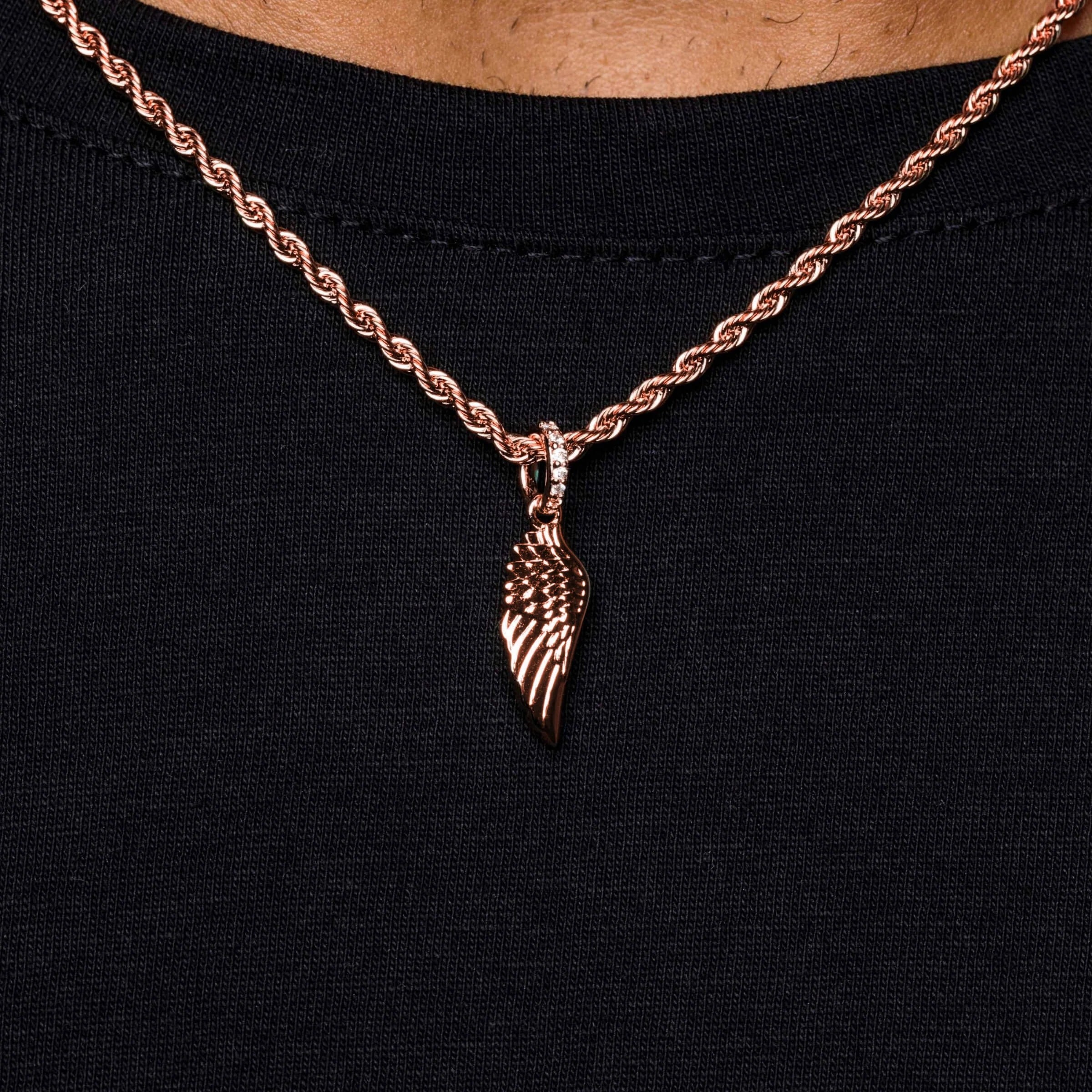 Micro Wing Pendant in Rose Gold
