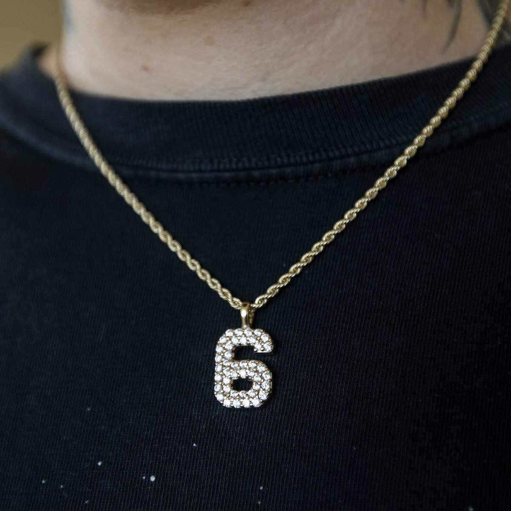 Solid Gold Number Pendants in Yellow Gold-VS Diamonds