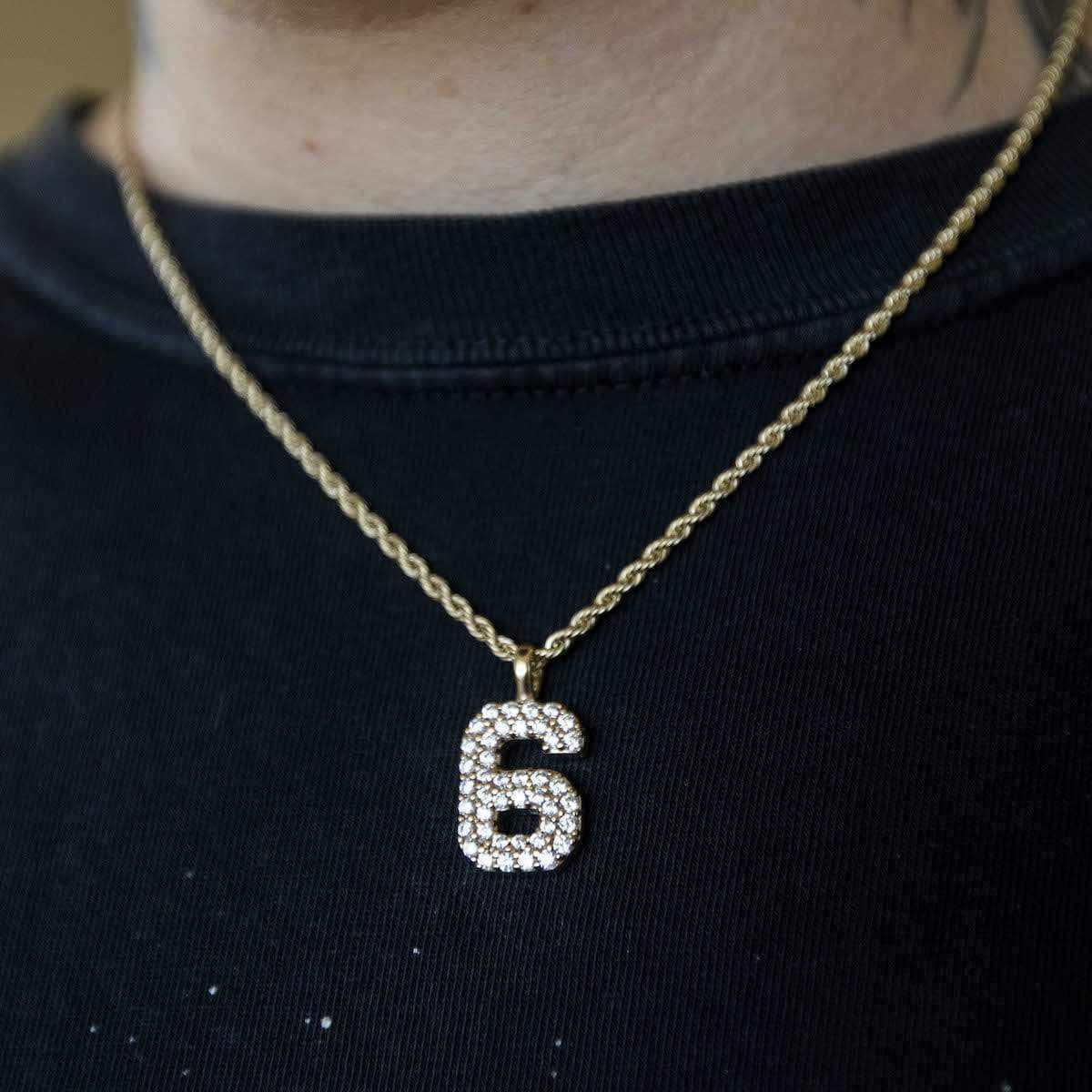 Solid Gold Number Pendants in Yellow Gold-VS Diamonds