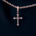 Iced Celtic Cross Pendant in Rose Gold