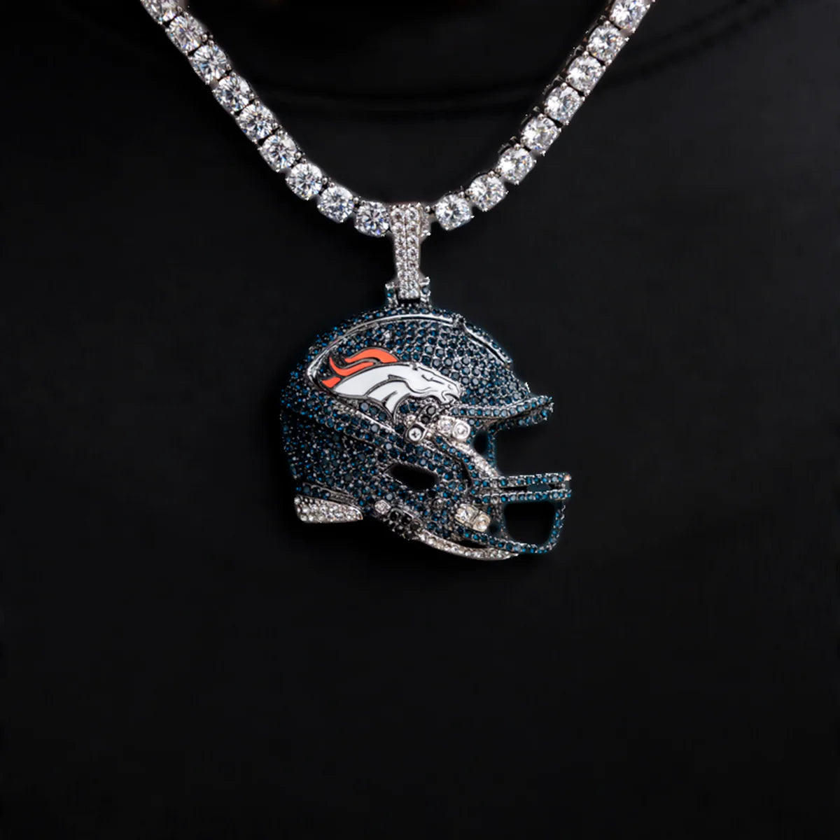 2025 Denver Broncos Team Helmet Pendant - White Gold