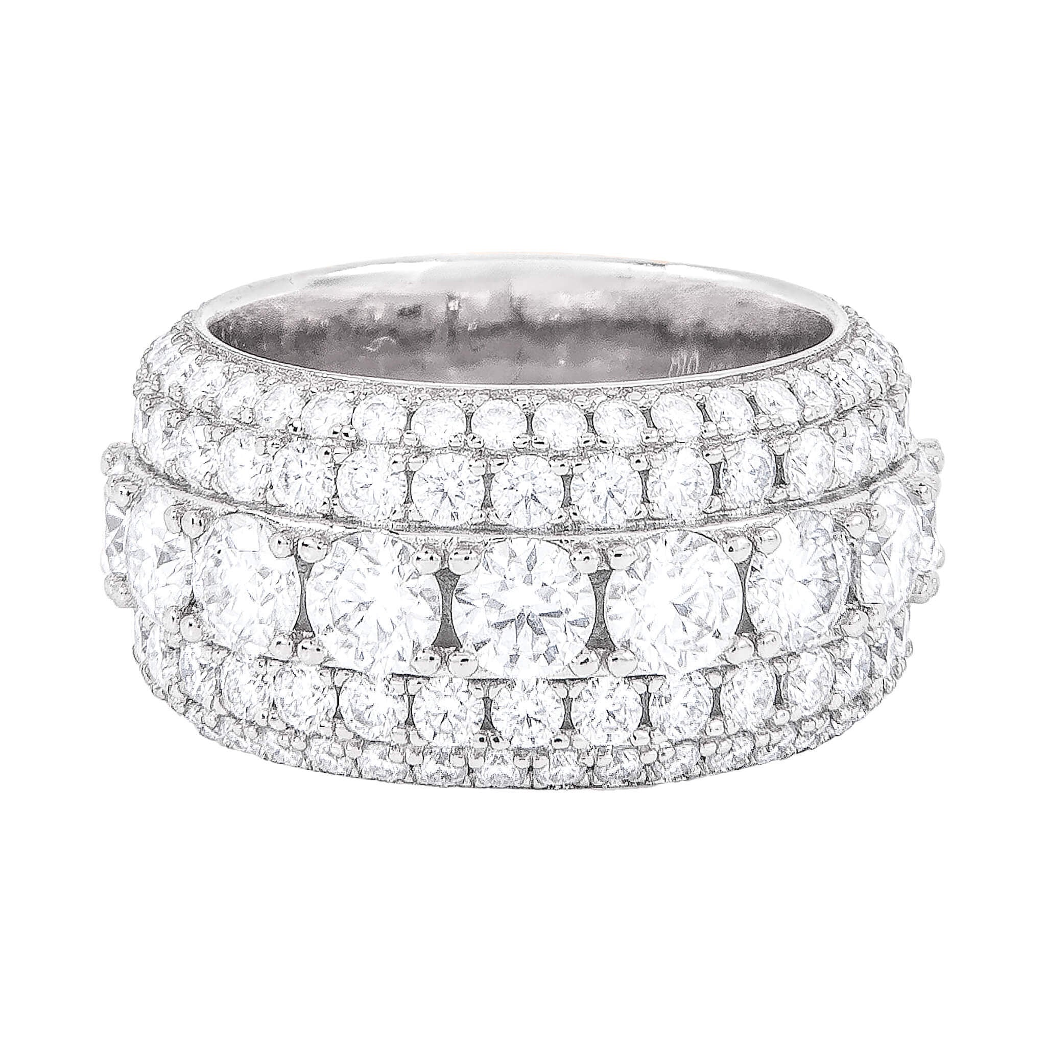 5 Layer Lab Grown Diamond Band Ring in Solid White Gold