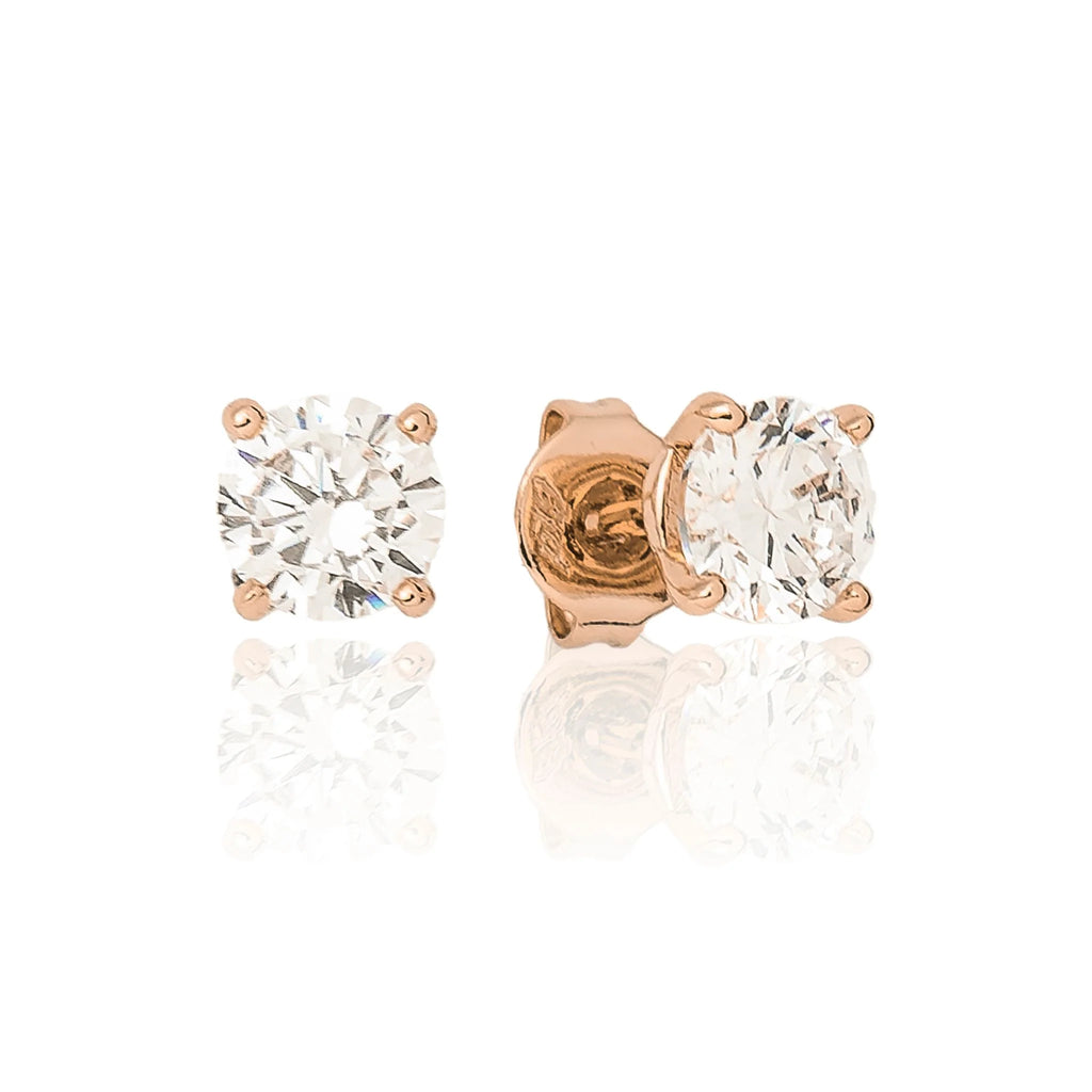 Moissanite Round Cut Diamond Stud Earring in Rose Gold Vermeil - 5mm