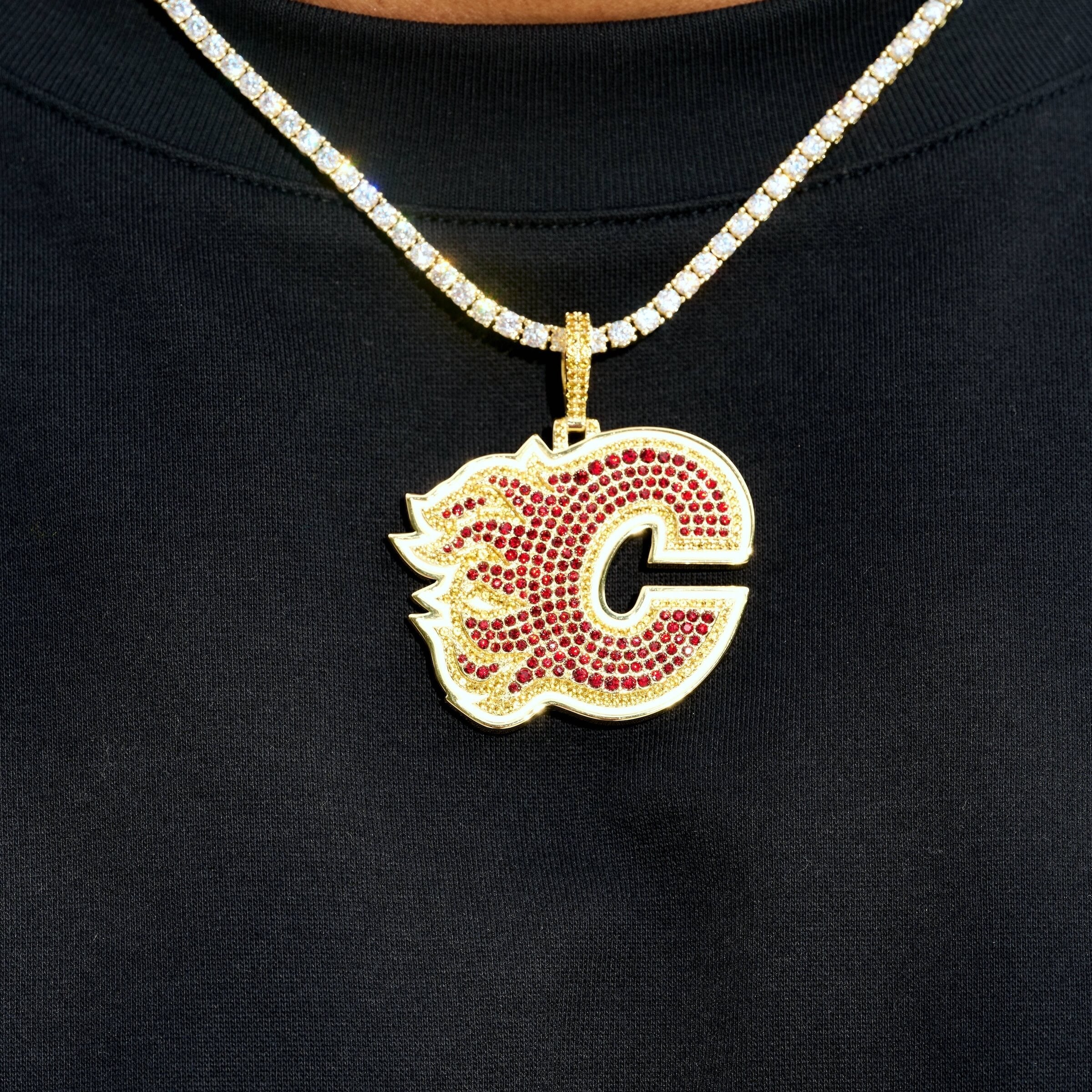 Calgary Flames Official NHL Logo Pendant in Yellow Gold