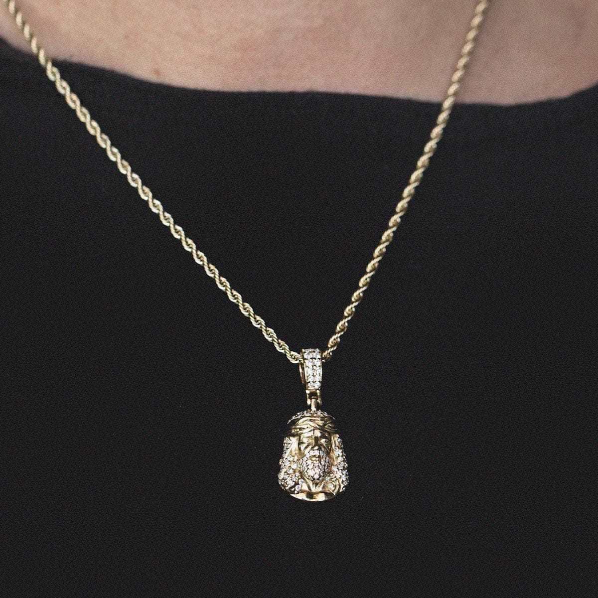 Solid Gold Iced Jesus Pendant-VS Diamonds