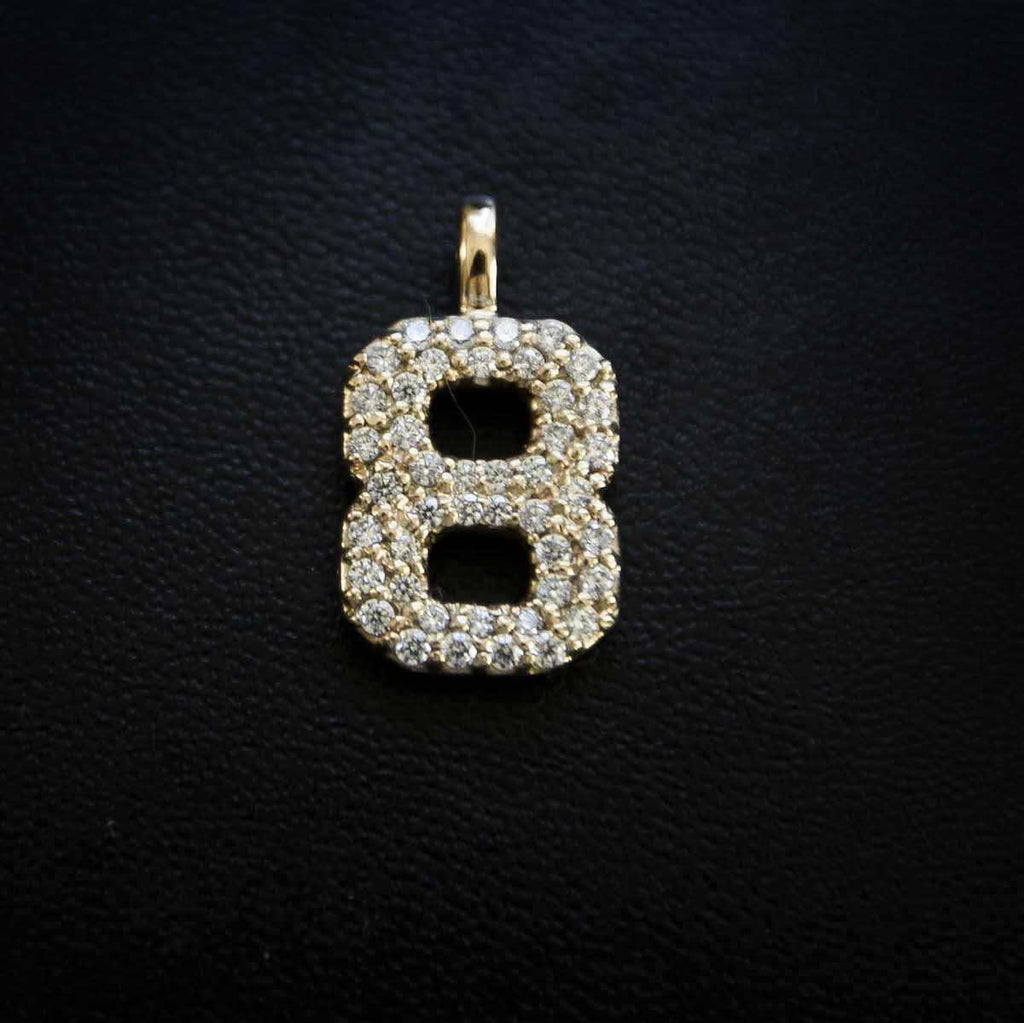 Solid Gold Number Pendants in Yellow Gold-VS Diamonds