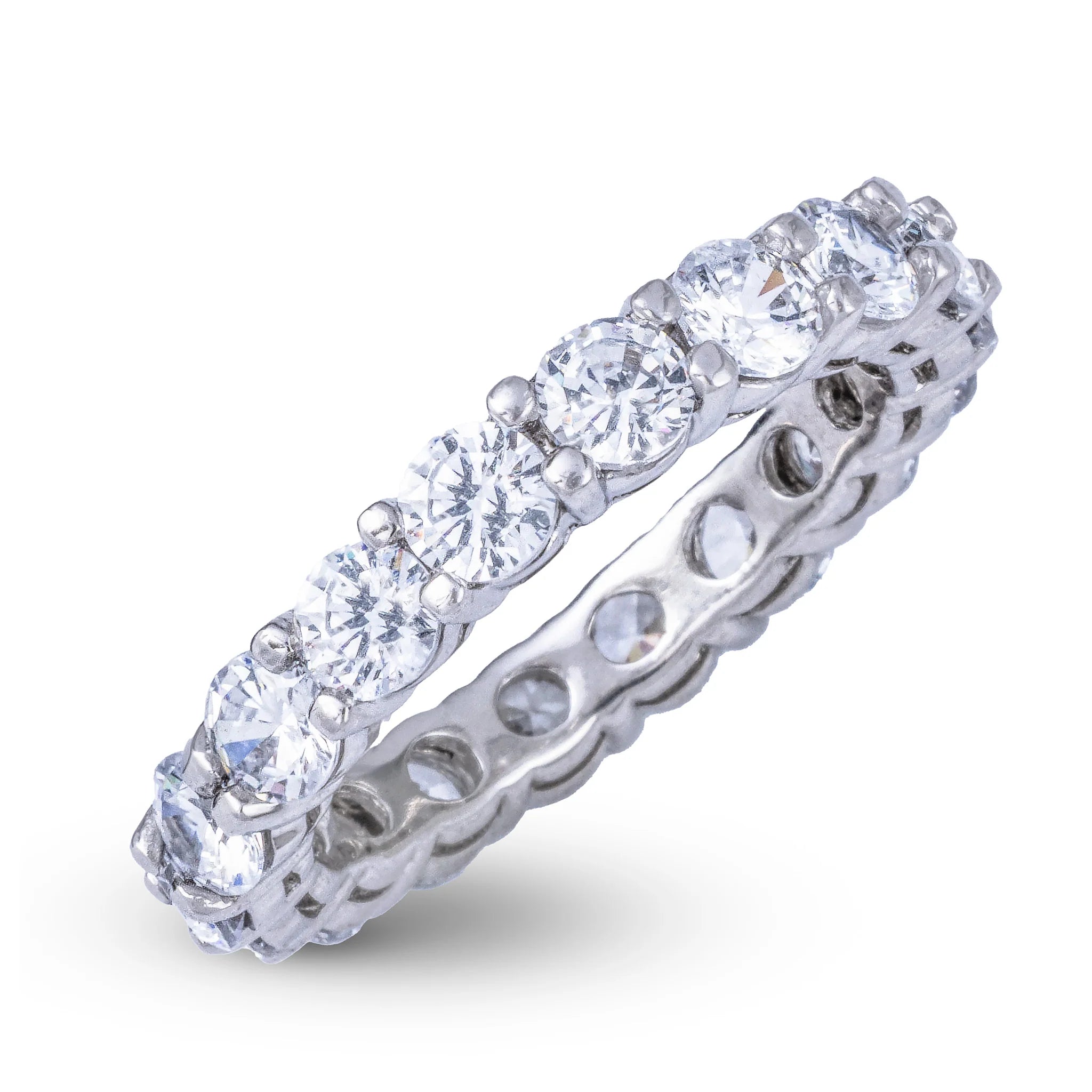 Round Cut Eternity Lab Diamond Band Ring in Platinum - 3.8mm