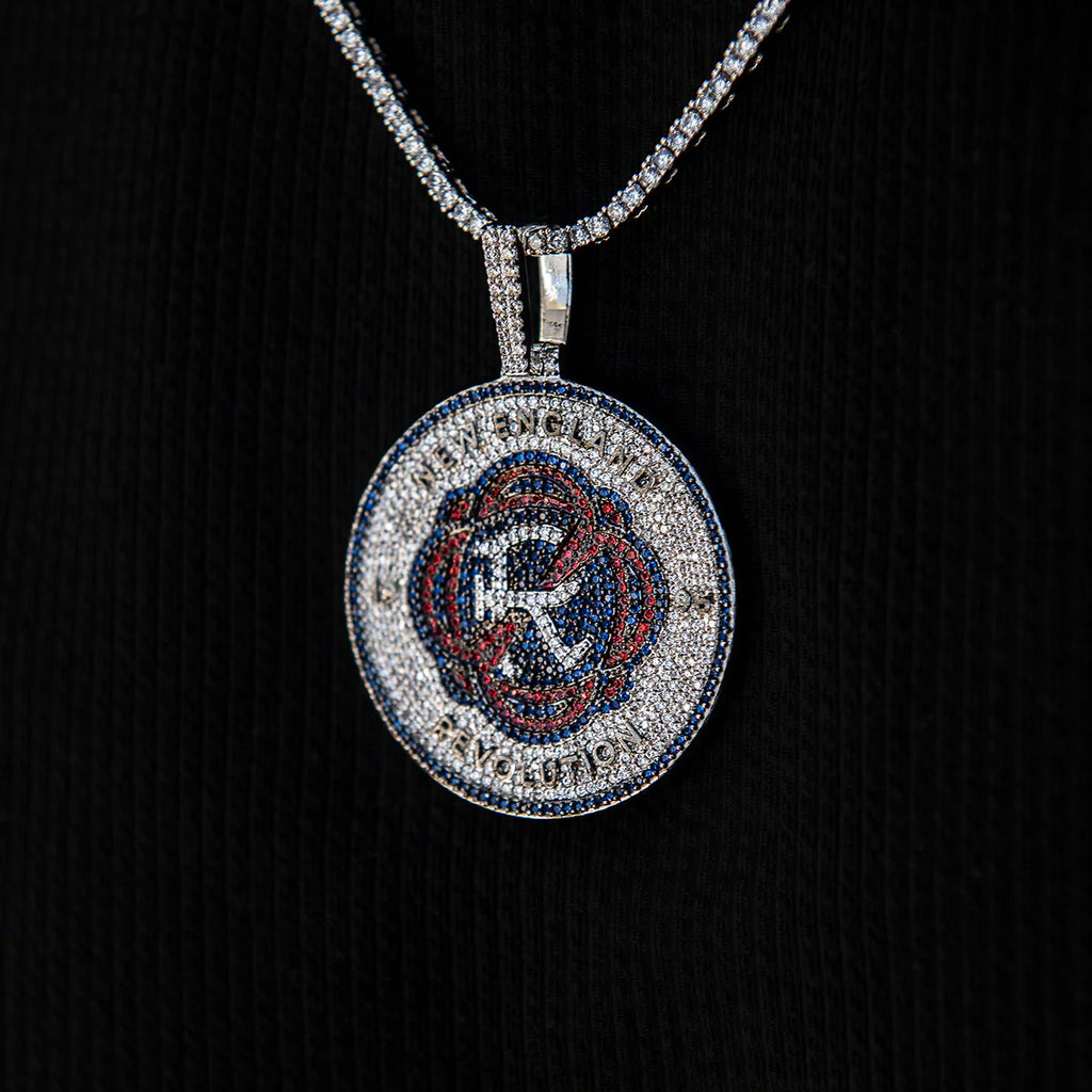 New England Revolution Official MLS Logo Pendant in White Gold