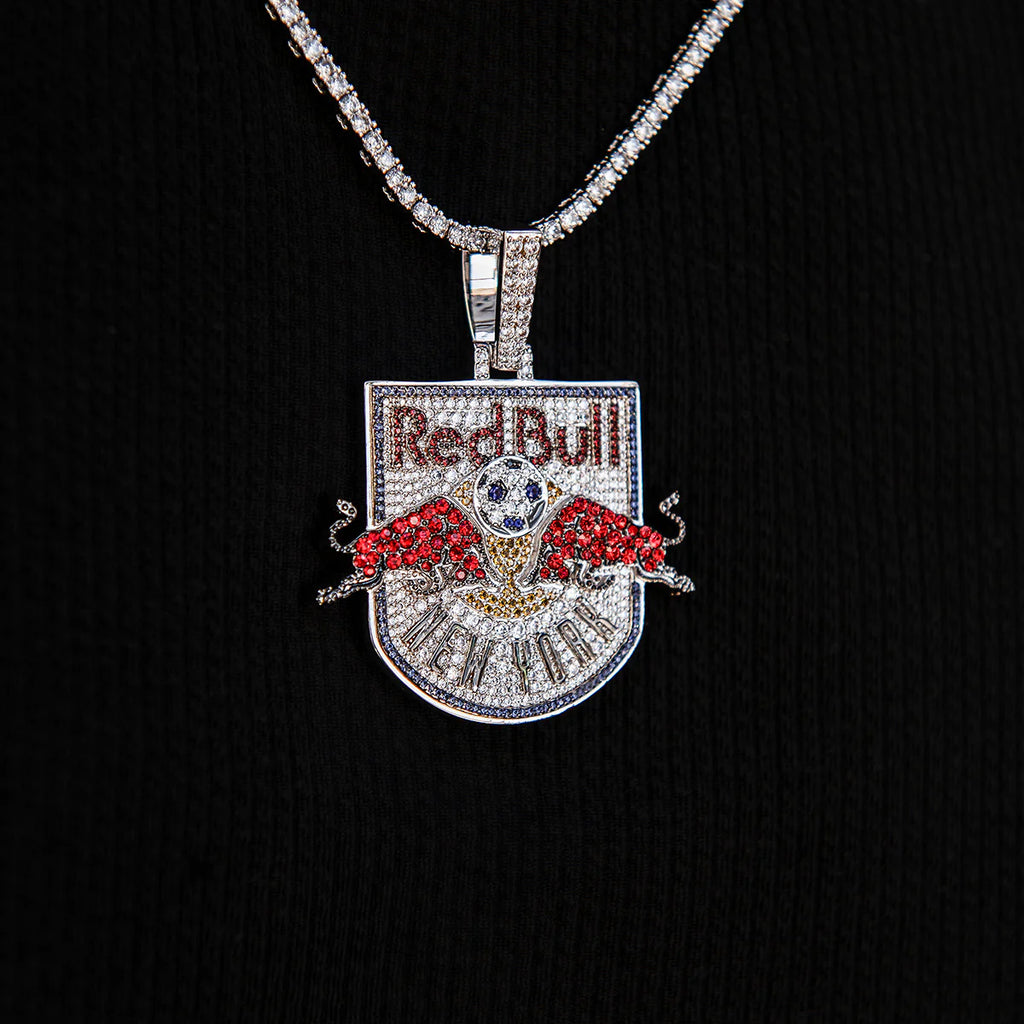 New York Red Bulls Official MLS Logo Pendant in White Gold