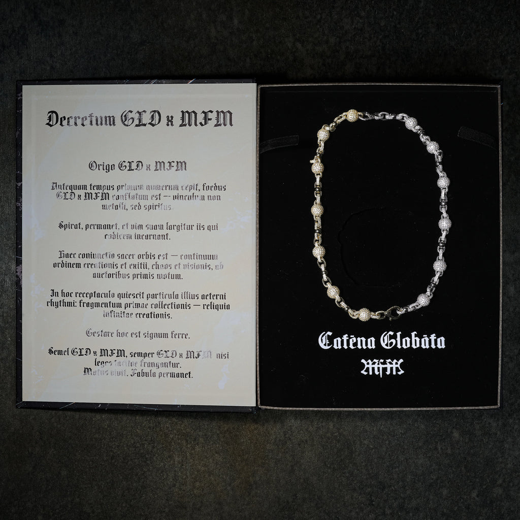 GLD X Bloody Osiris Dual Finish Moissanite Ball Chain in White and Yellow Gold Vermeil