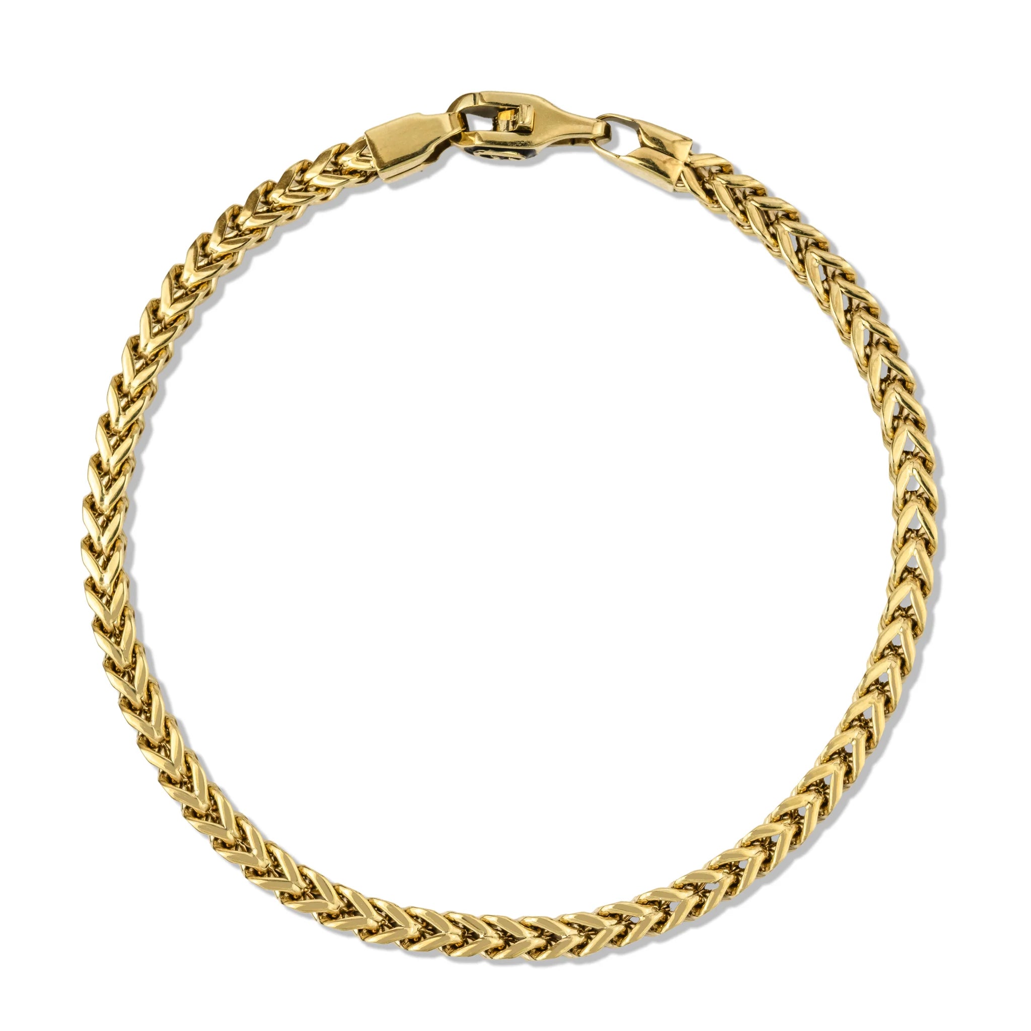 Franco Chain Bracelet in Hollow Yellow Gold - 4mm