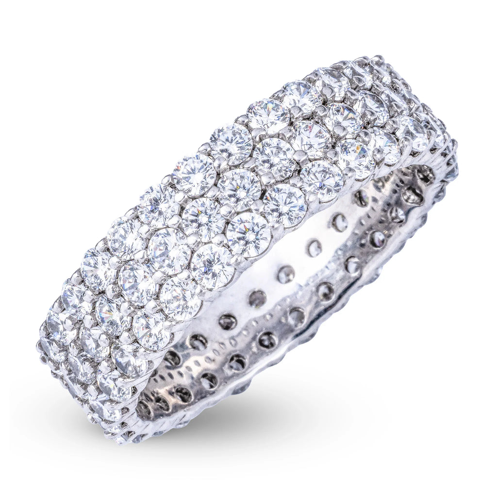 Triple Row Eternity Lab Diamond Band Ring in Platinum - 6.5mm