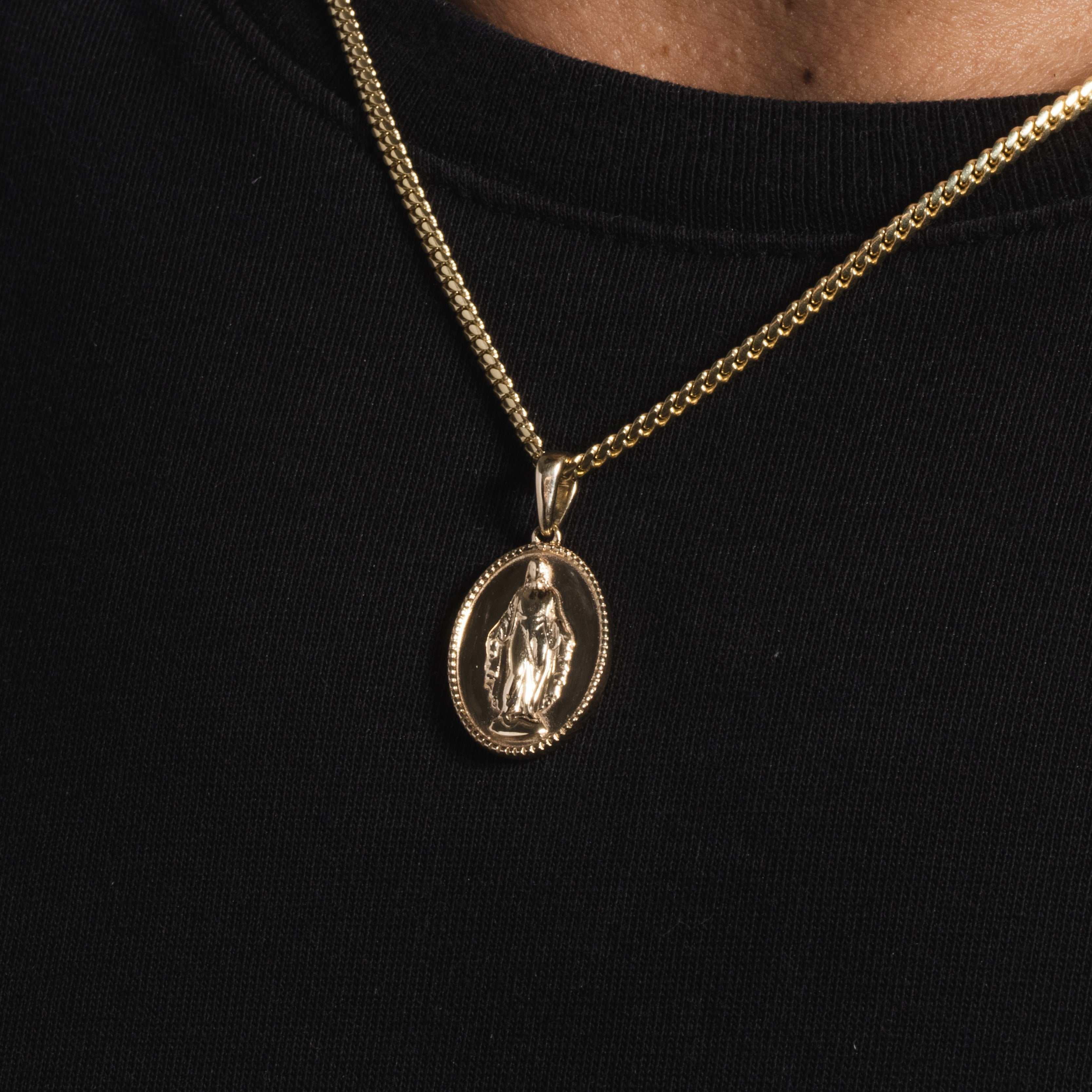 Solid Gold Micro Lady of Guadalupe Pendant