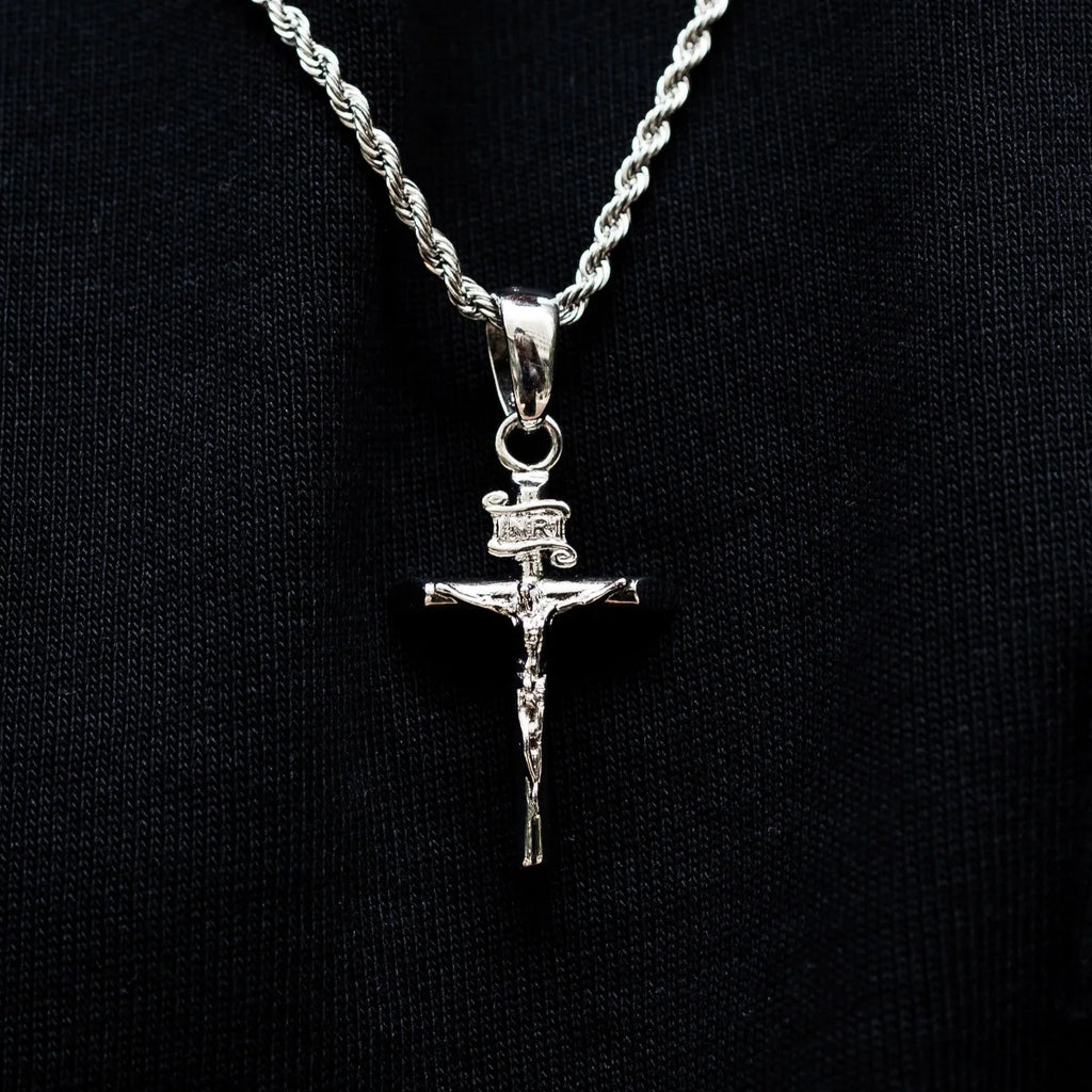 Crucifix Cross Pendant in White Gold