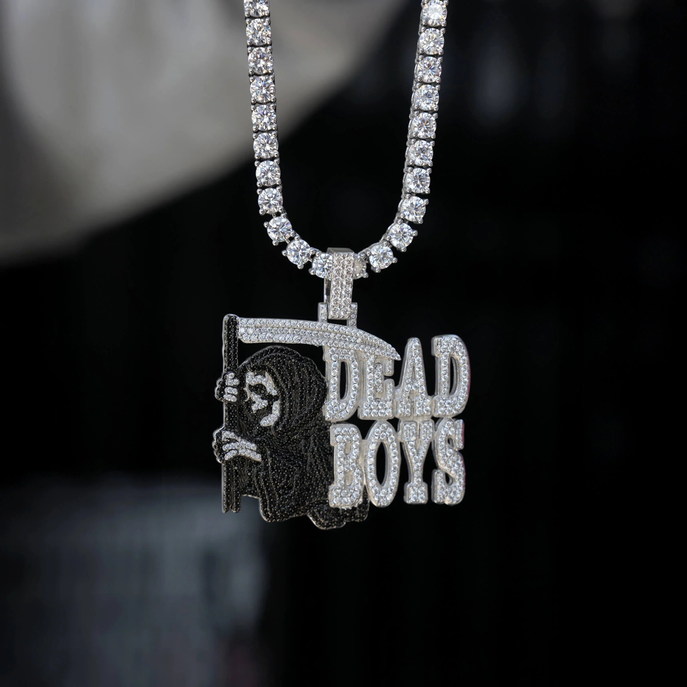 GLD X Sesh Bones Iced Dead Boys Pendant in White Gold
