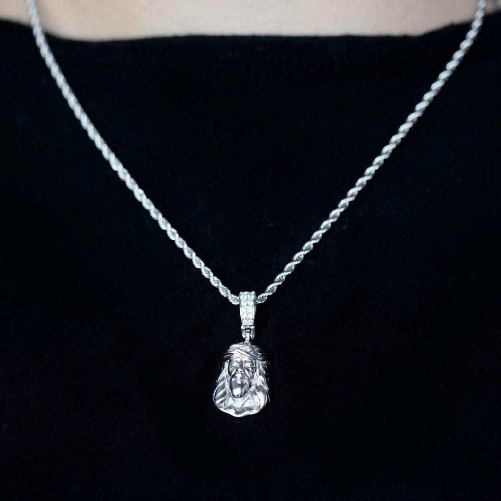 Solid White Gold Micro Jesus Pendant