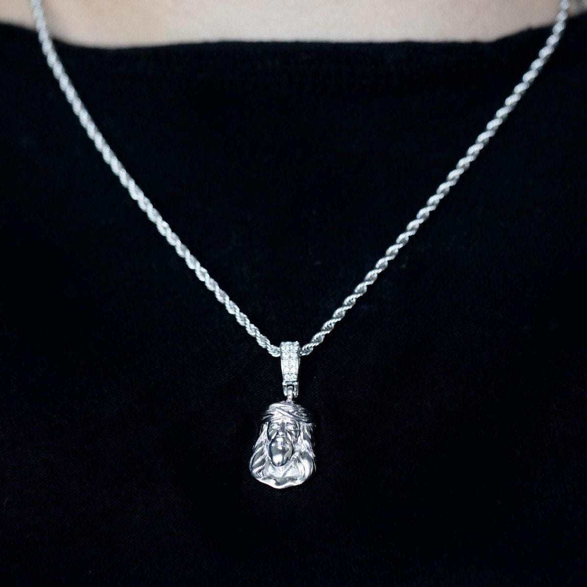 Solid White Gold Micro Jesus Pendant