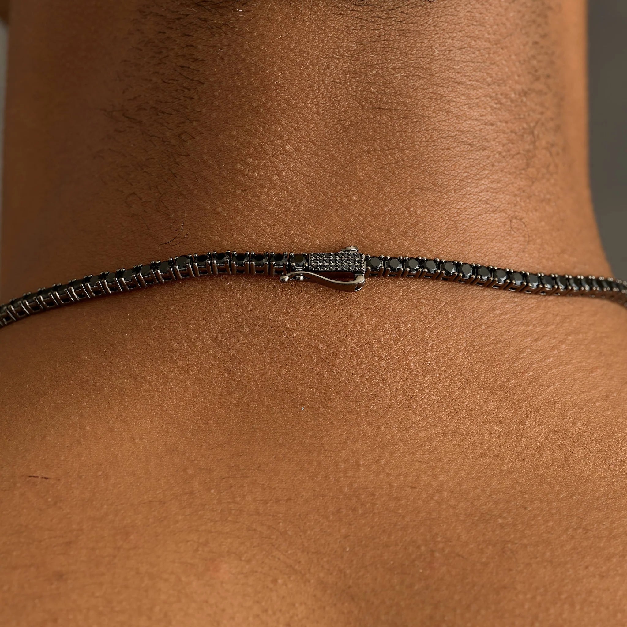 Black Diamond Tennis Chain + Black Diamond Cross Pendant in Black - 3mm