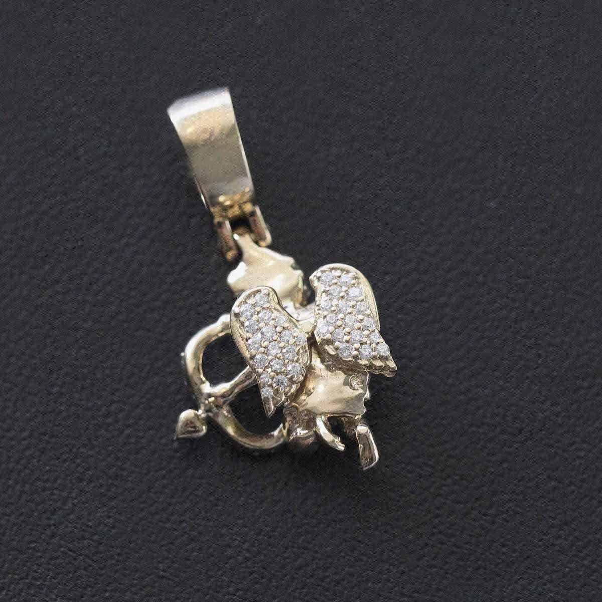 Solid Gold Iced Cupid Pendant-VS Diamonds