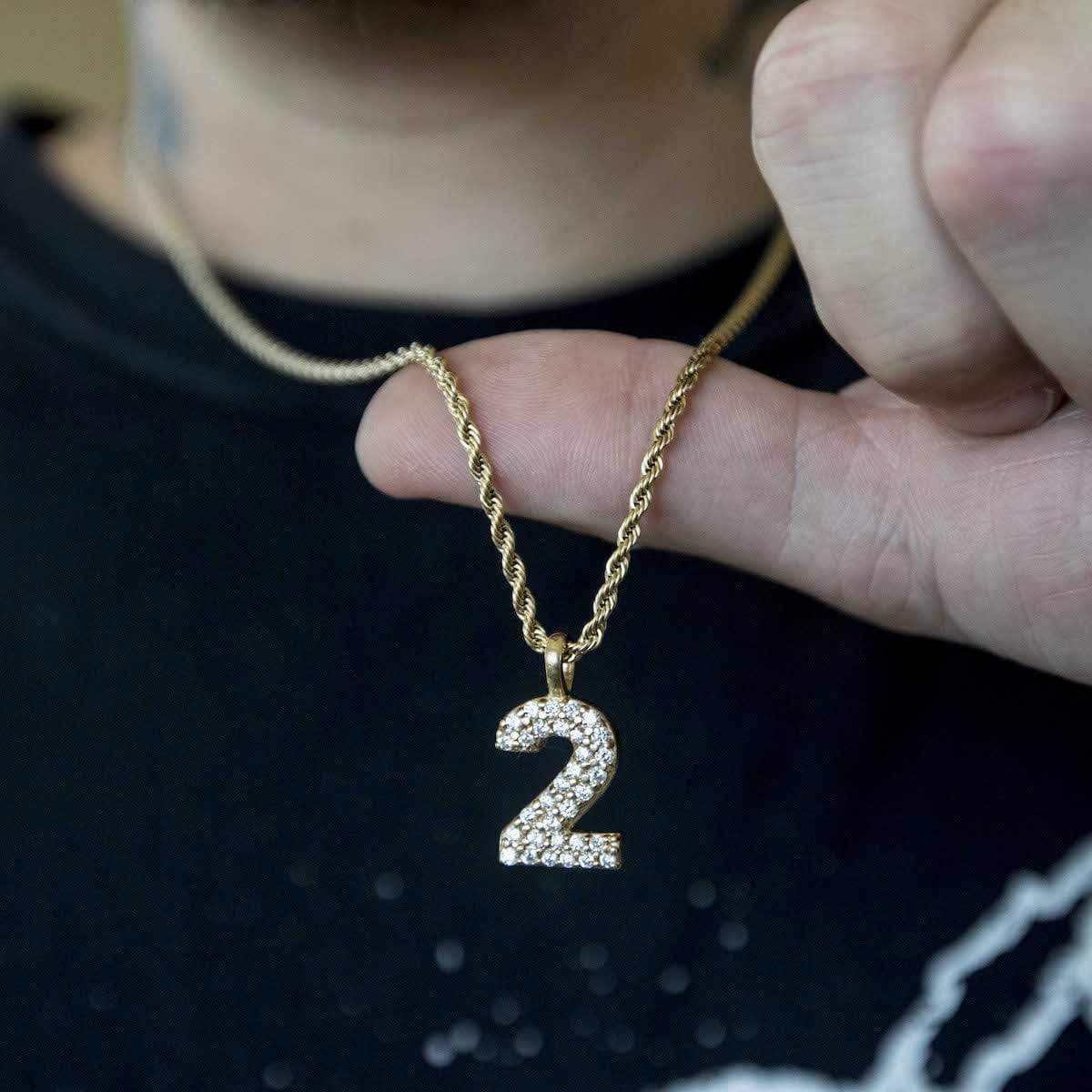 Solid Gold Number Pendants in Yellow Gold-VS Diamonds