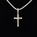 Iced Flat Crucifix Cross Pendant in Yellow Gold