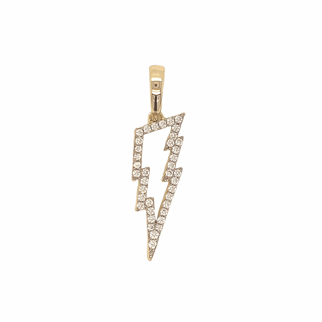 Men's Moissanite Diamond Micro Lightning Bolt Pendant in Yellow Gold Vermeil