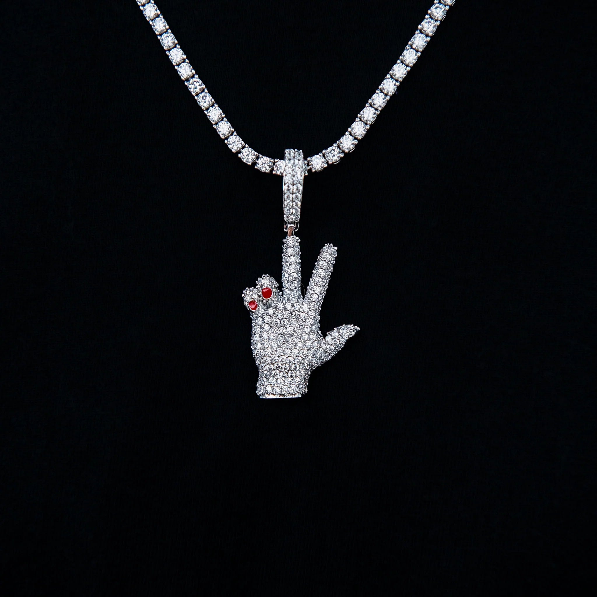 GLD X Ryan William's Peace Sign Pendant in White Gold