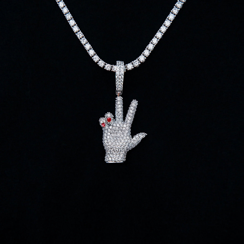GLD X Ryan William's Peace Sign Pendant in White Gold