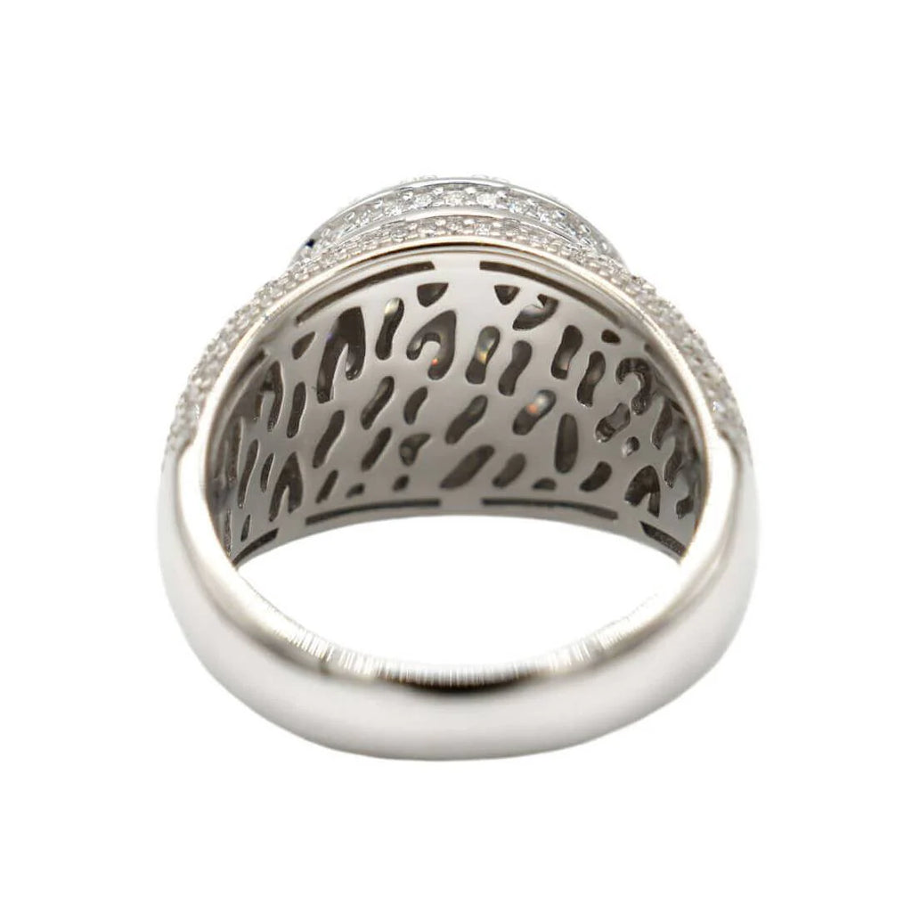 Men's Moissanite Diamond Cluster Ring in White Gold Vermeil