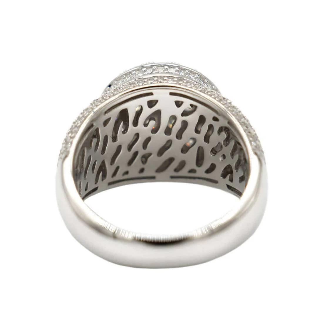 Men's Moissanite Diamond Cluster Ring in White Gold Vermeil
