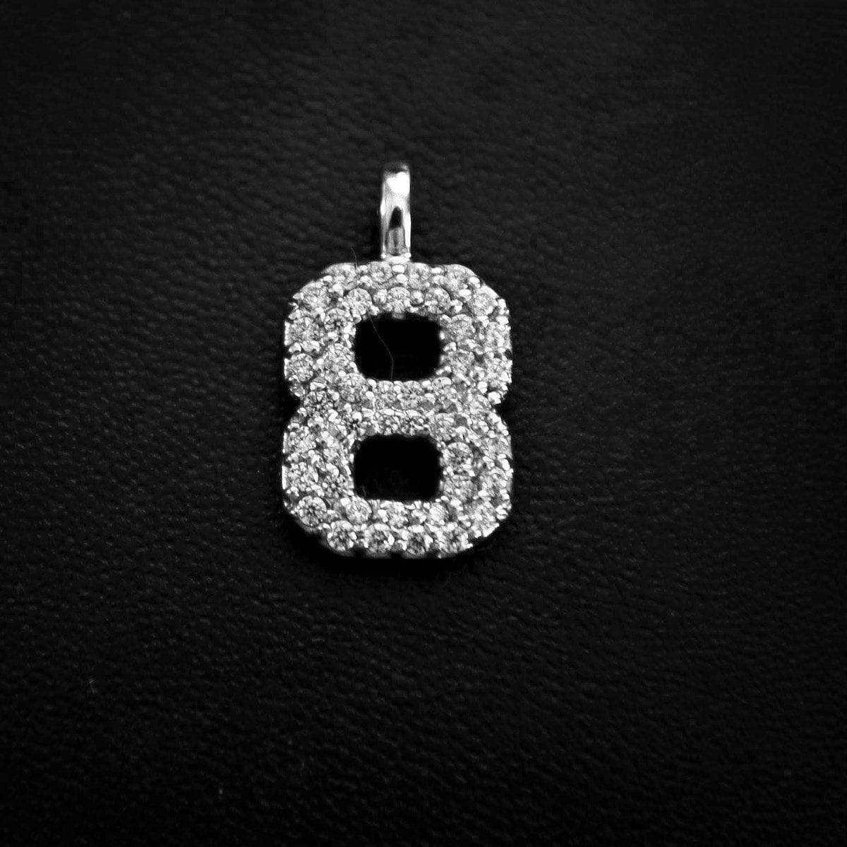 Solid Gold Number Pendants in White Gold-VS Diamonds