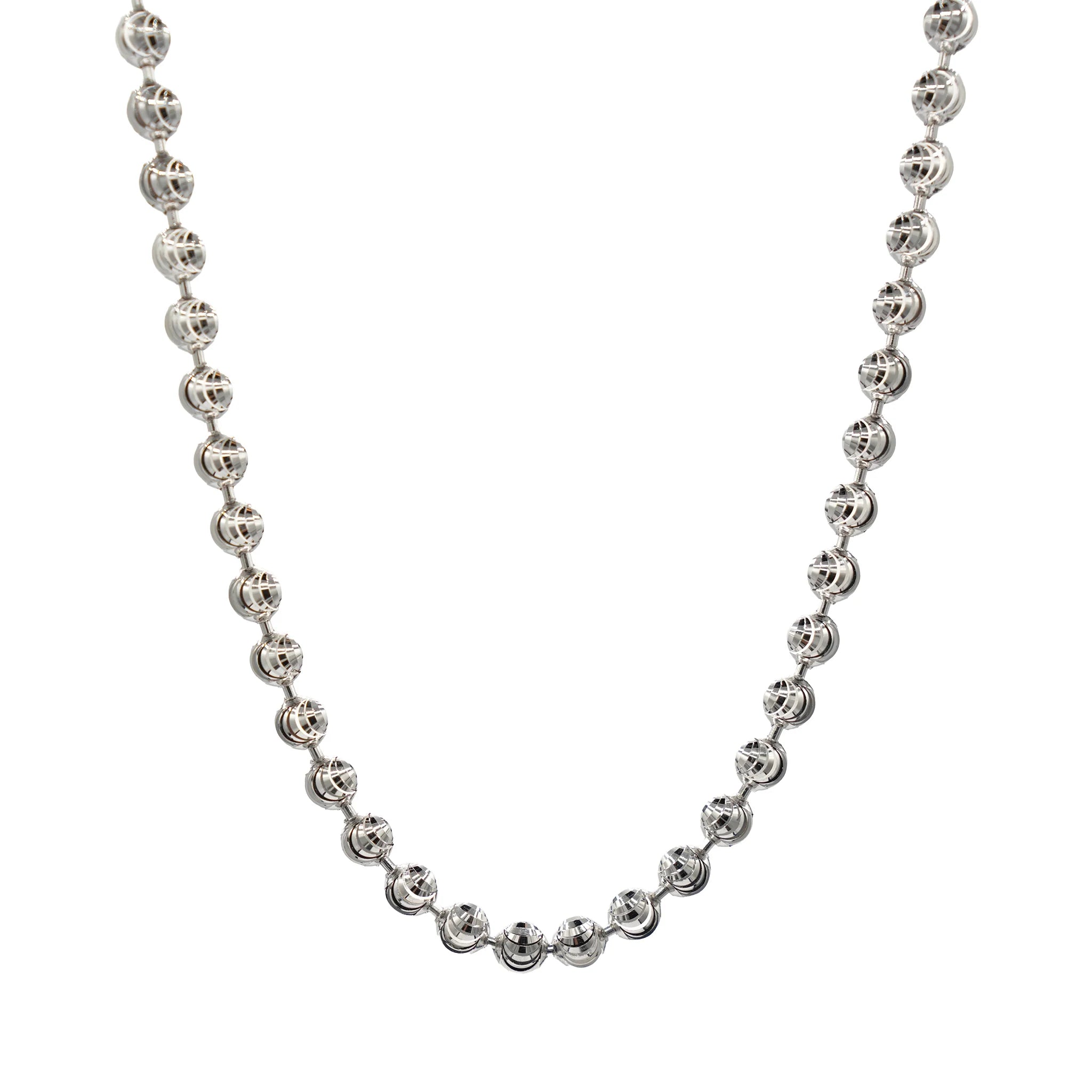 Moon Cut Ball Chain in Solid White Gold - 4mm