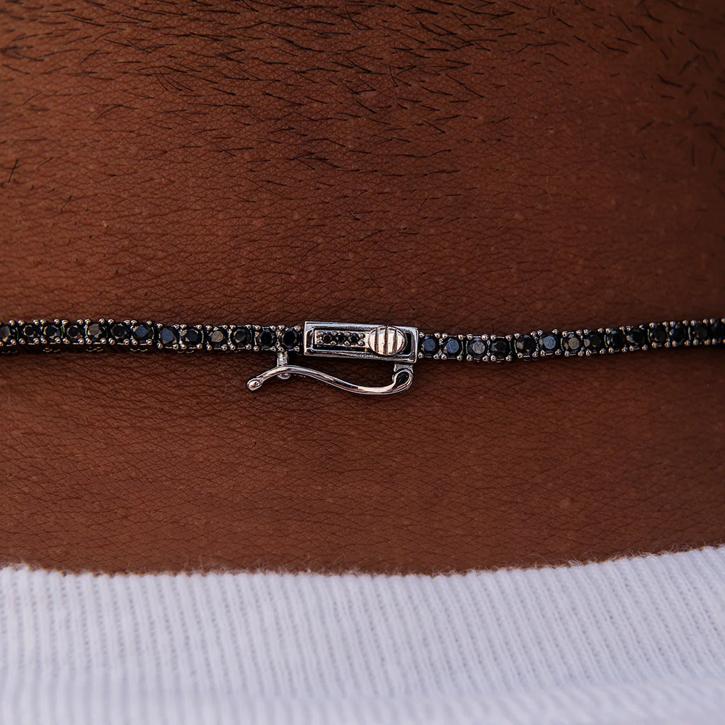 Diamond Tennis Chain in Black- 2mm