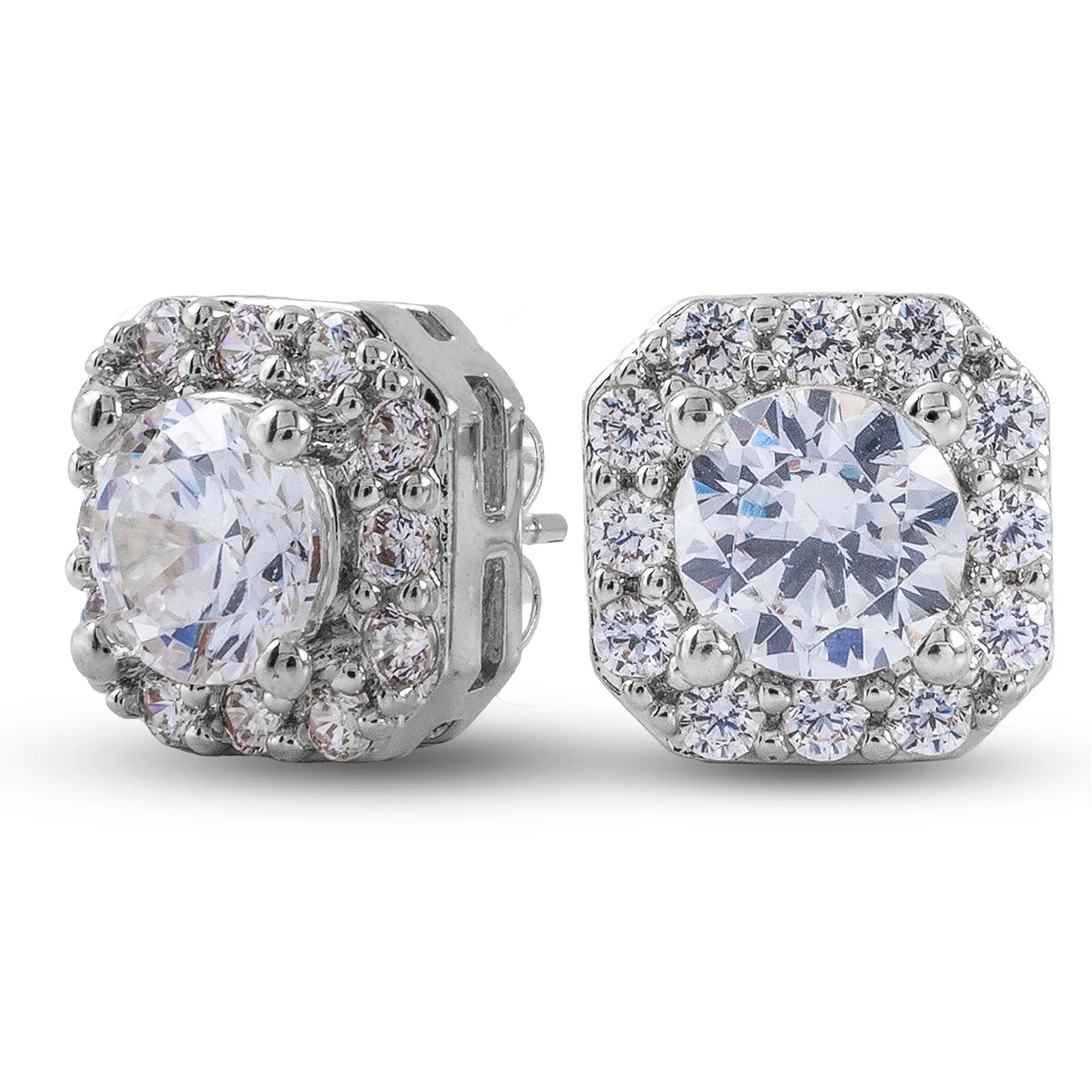 Cushion Cut Lab Grown Diamond Stud Earrings in Solid White Gold
