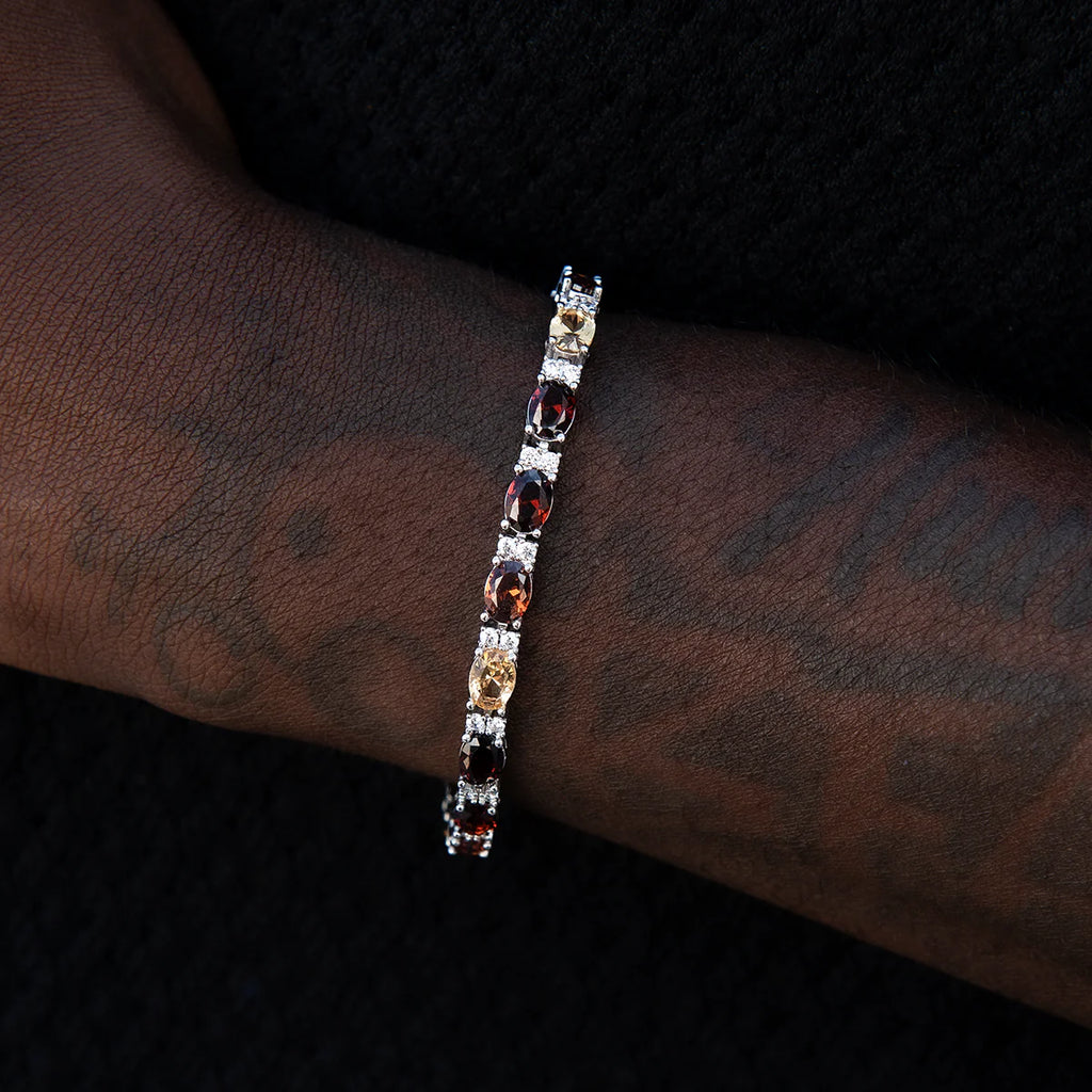 Multicolor Mixed Oval Cut Tennis Tonal Brown Stones Bracelet- 5mm
