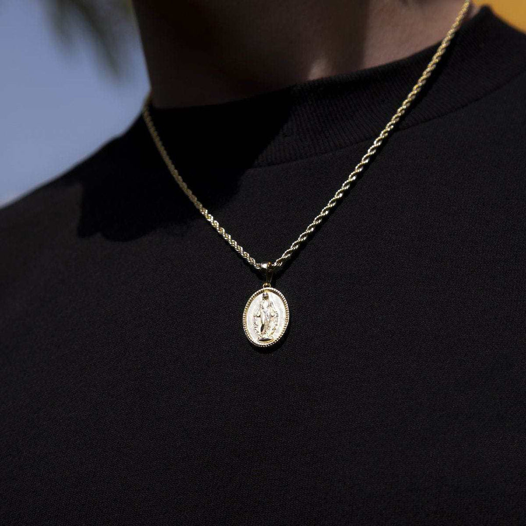 Solid Gold Micro Lady of Guadalupe Pendant