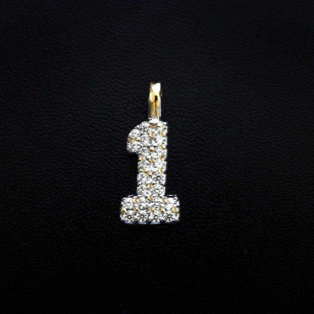 Solid Gold Number Pendants in Yellow Gold-VS Diamonds