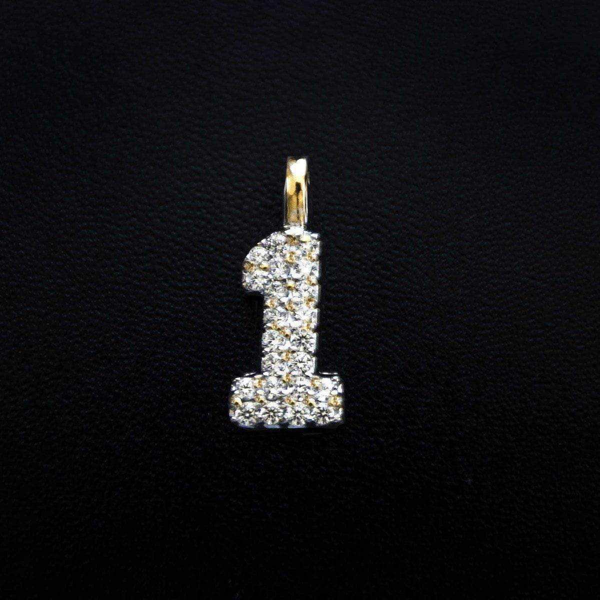 Solid Gold Number Pendants in Yellow Gold-VS Diamonds