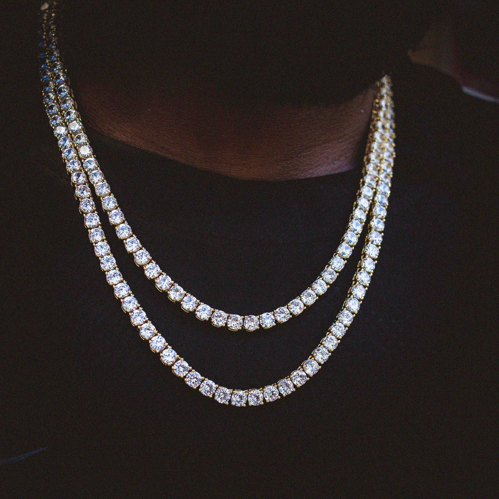 Men's Moissanite Diamond Tennis Chain in Yellow Gold Vermeil - 5mm
