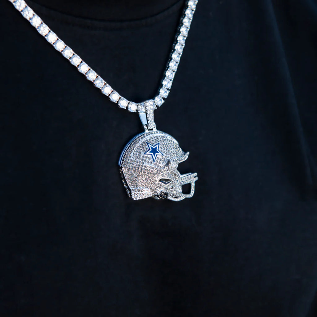 2025 Dallas Cowboys Team Helmet Pendant - White Gold