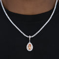 Micro Iced Teardrop Rock Pendant in White Gold