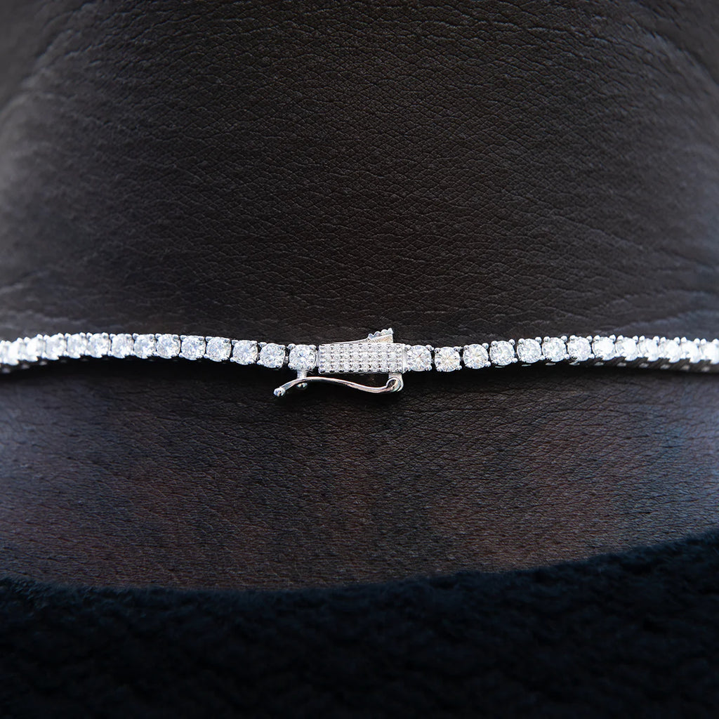Men's Moissanite Diamond Tennis Chain in White Gold Vermeil- 3mm