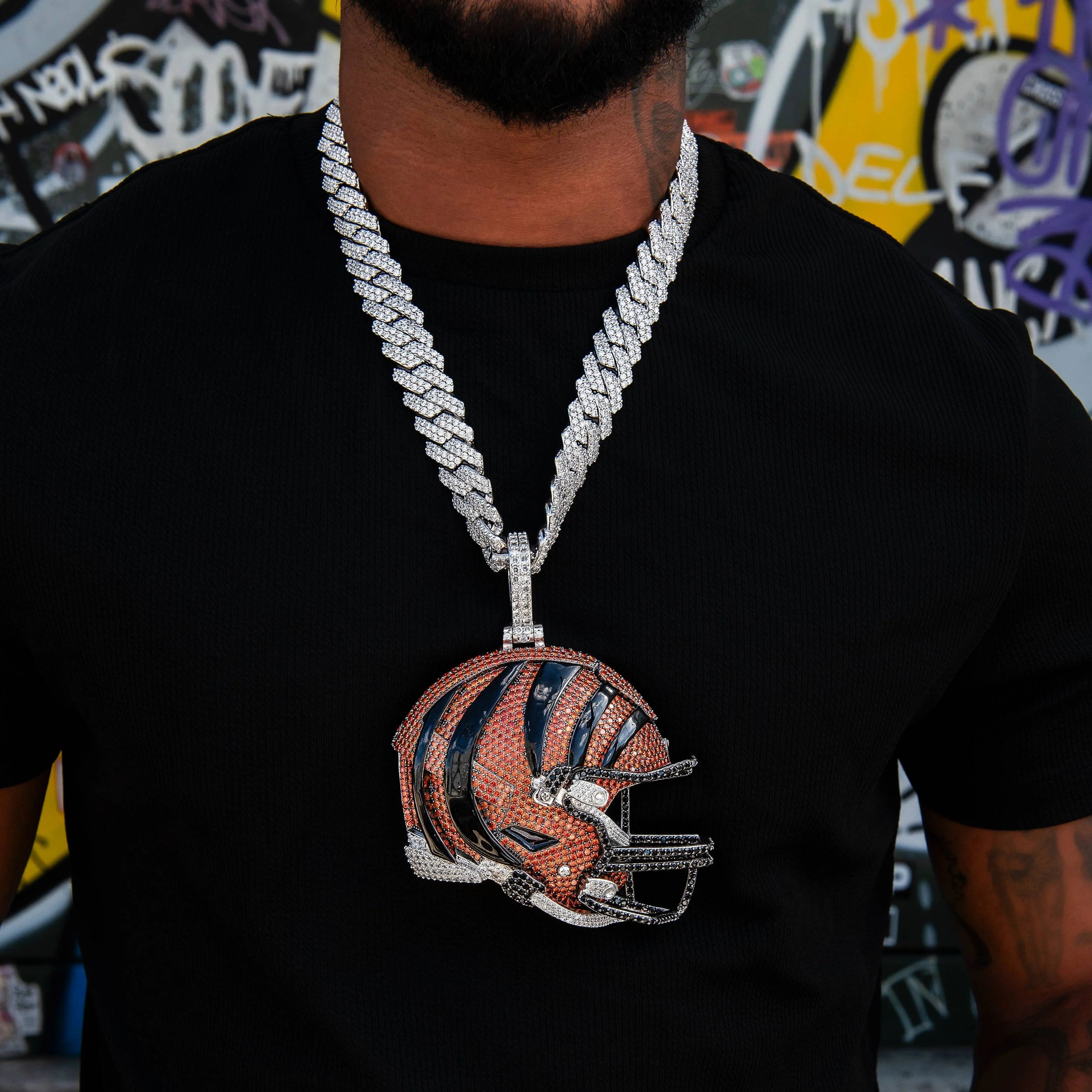 Giant Cincinnati Bengals Official NFL Helmet Pendant