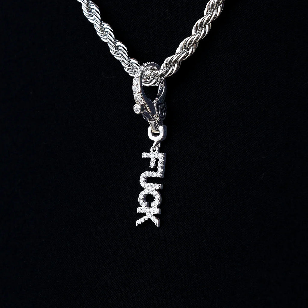 "Fuck" Clip On Pendant in White Gold