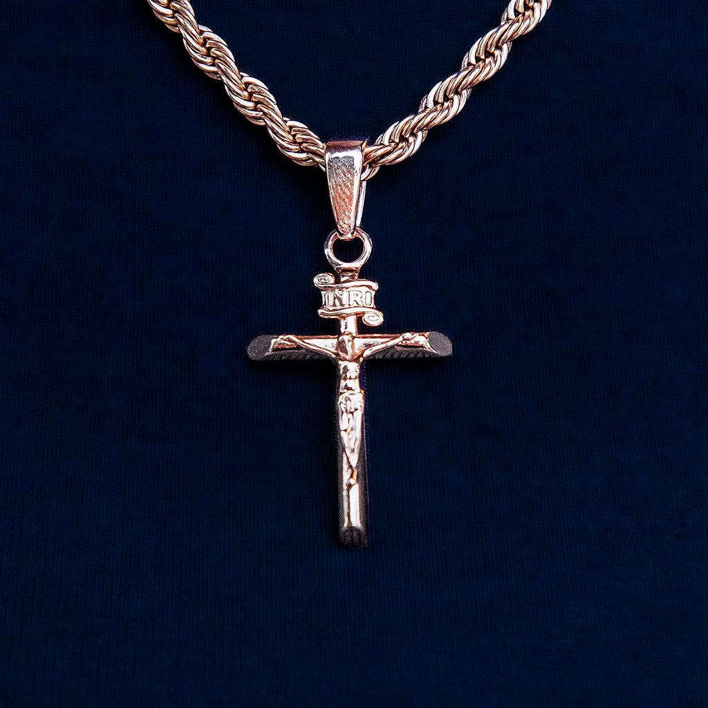 Crucifix Cross Pendant in Rose Gold