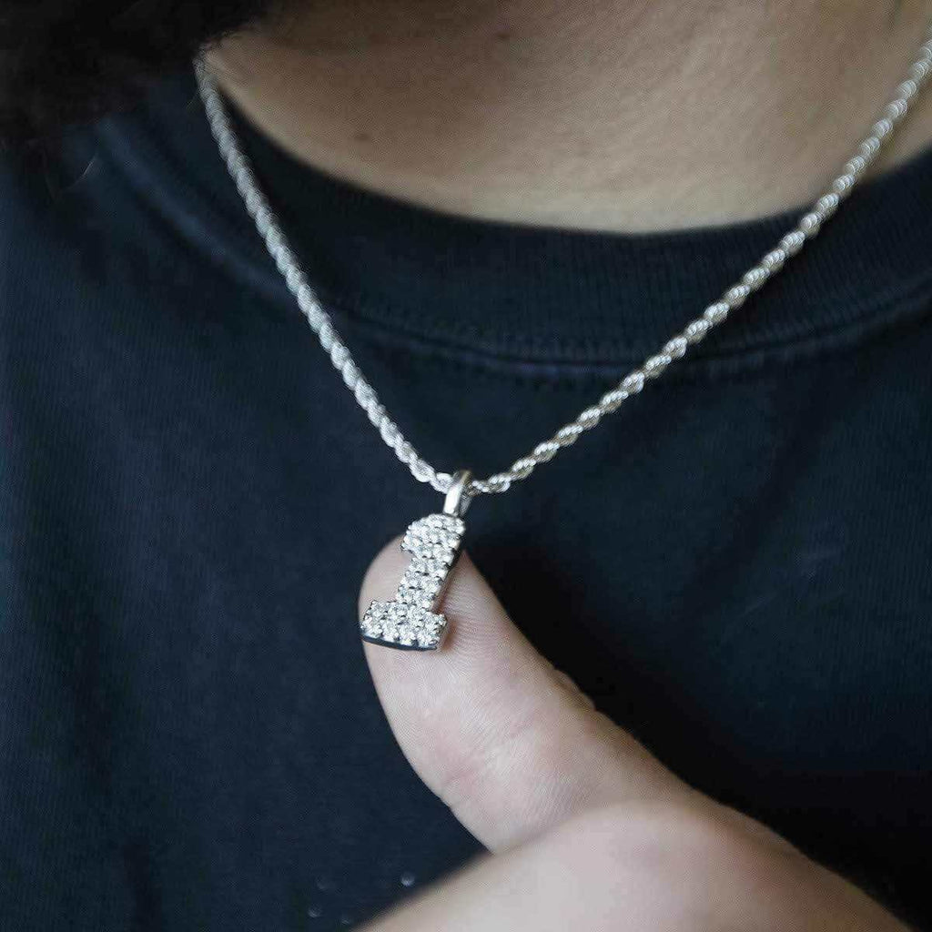 Solid Gold Number Pendants in White Gold-VS Diamonds