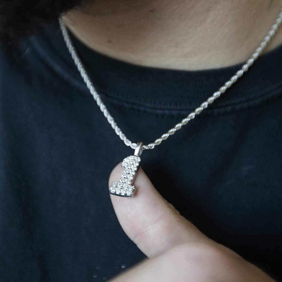 Solid Gold Number Pendants in White Gold-VS Diamonds