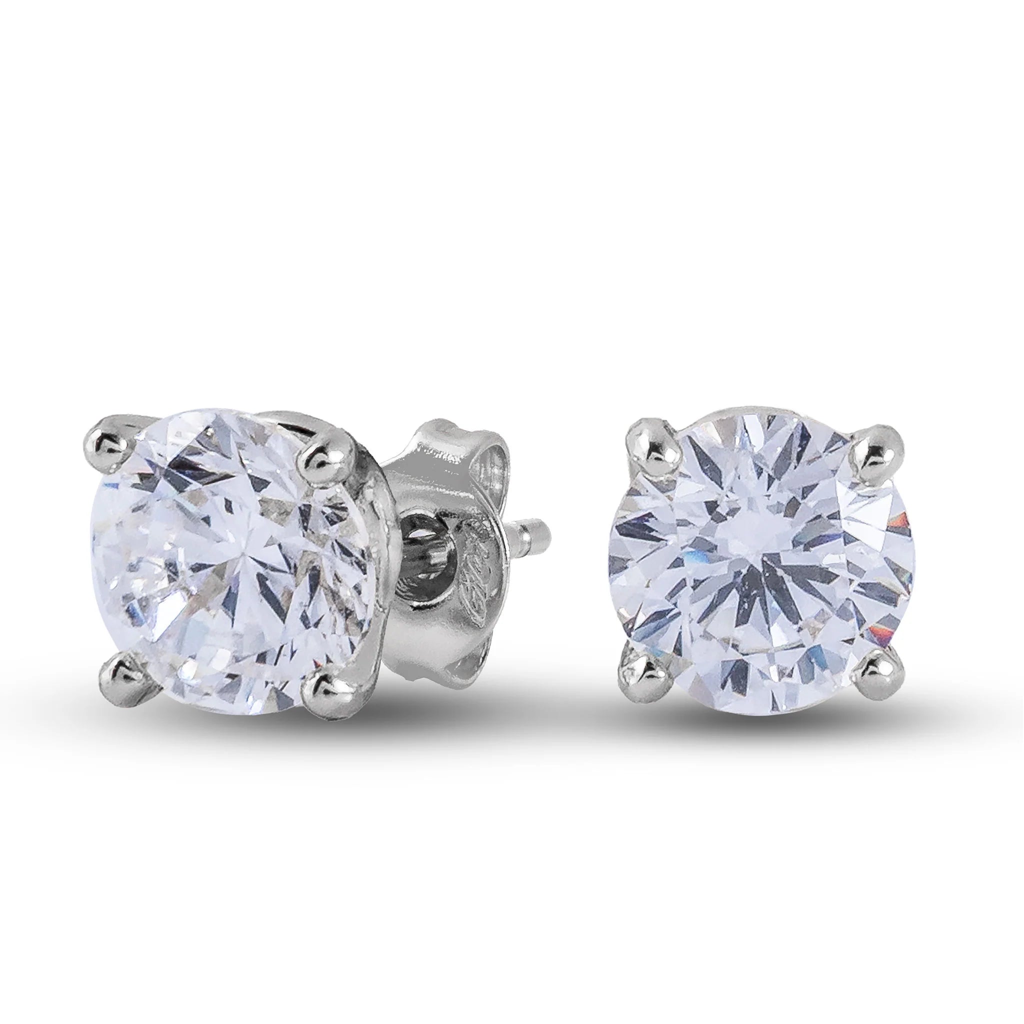 Round Cut Lab Grown Diamond Stud Earrings in Solid White Gold
