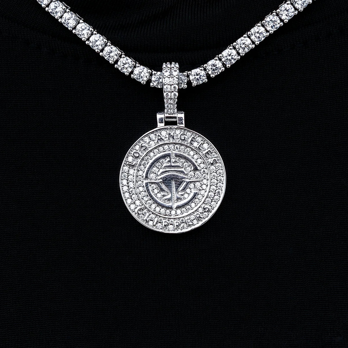 Los Angeles Clippers Official NBA Micro Logo Pendant in White Gold